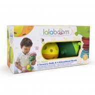 LALABOOM 2 sensoriniai kamuoliai ir edukaciniai karoliukai, 8 dalys, BL900