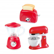 PLAYGO virtuviniai prietaisai (trintuvas, plakiklis ir skrudintuvė) raudonos spalvos, 38216