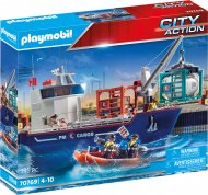 PLAYMOBIL CITY ACTION Krovinių laivas su valtimi, 70769